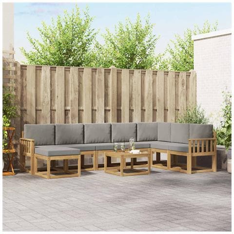 Set di divani da esterno 9 pcs Bianco e Grigio Chiaro - Foto 2