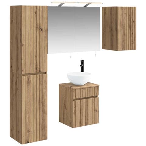 Set di Armadi da Bagno 5 pcs Rovere Artigianale - Foto 1