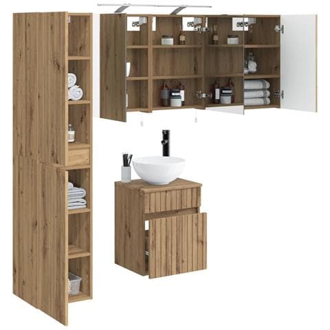 Set di Armadi da Bagno 5 pcs Rovere Artigianale - Foto 2