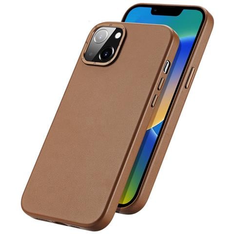 Grit Custodia In Pelle Per Iphone 14 Plus, Elegante Cover In Pelle Sintetica (compatibile Con Magsafe), Marrone - Foto 2