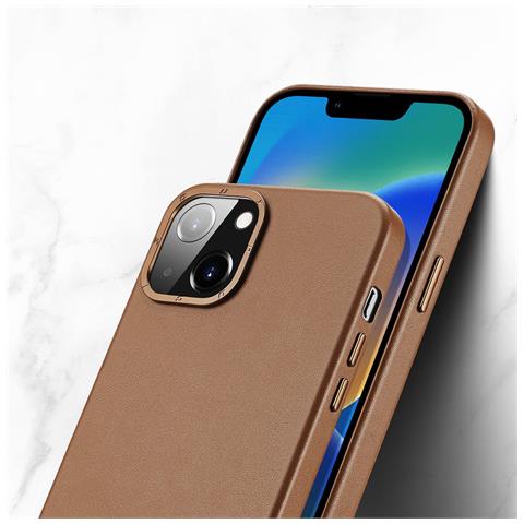 Grit Custodia In Pelle Per Iphone 14 Plus, Elegante Cover In Pelle Sintetica (compatibile Con Magsafe), Marrone - Foto 7