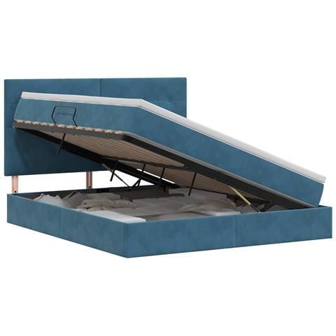 Letto con contenitore e materasso Blu Scuro 180 x 200 cm - Foto 1