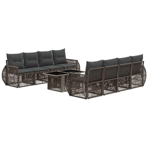 Set Divano da Giardino 9 pz Grigio e Grigio Scuro polyrattan - Foto 1