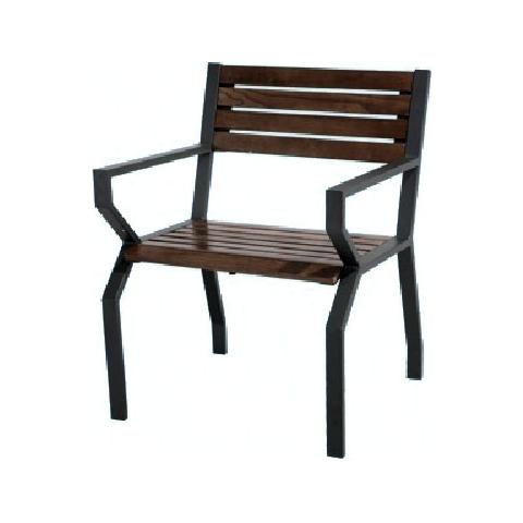 Panca da giardino poltrona in acciaio e legno per esterno - Foto 2