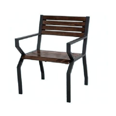 Panca da giardino poltrona in acciaio e legno per esterno - Foto 1