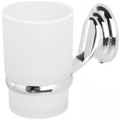 Portaspazzolino in acciaio cromo e vetro satinato linea Facile - Foto 2