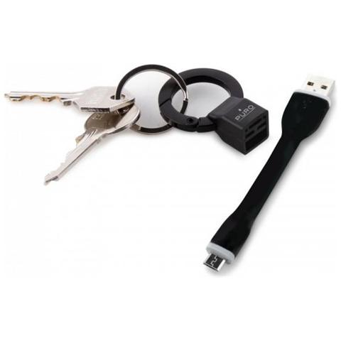 Cavo Micro USB 9cm con gancio Portachiavi Nero - Foto 2