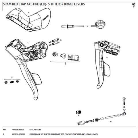 Leve Exchange Kit For Red Etap Axs Shifter And Brake Disc Left Ricambi Dei Componenti One Size - Foto 1