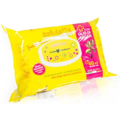 Salviette Detergenti Per Cani Gatti E Cuccioli Con Olio Di Argan Al Bergamotto 40pz 30x20 Cm - Foto 1