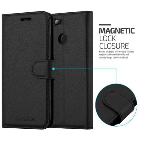 Custodia Compatibile Con Huawei Nova 2 In Nero Carbone - Coperchio Protettiva Con Chiusura Magnetica, Funzione Stand E Tasca Per Le Carte - Foto 2