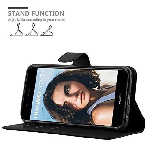 Custodia Compatibile Con Huawei Nova 2 In Nero Carbone - Coperchio Protettiva Con Chiusura Magnetica, Funzione Stand E Tasca Per Le Carte - Foto 8