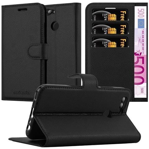 Custodia Compatibile Con Huawei Nova 2 In Nero Carbone - Coperchio Protettiva Con Chiusura Magnetica, Funzione Stand E Tasca Per Le Carte - Foto 1