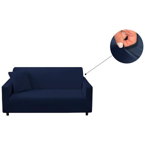 Copridivano Antimacchia Elasticizzato Penisola Componibile Tinta Unita Modello Perfetto 4 Posti Blu - Foto 10