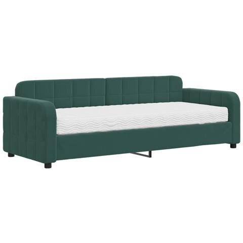 Divano Letto Con Materasso Verde Scuro 80x200 Cm In Velluto - Foto 1
