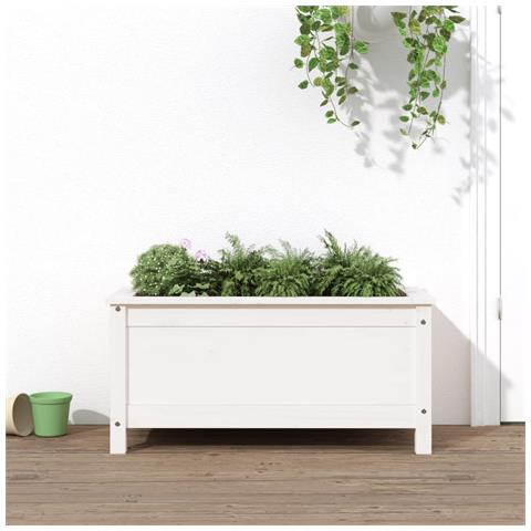 Fioriera Da Giardino Bianca 82,5x40x39cm Legno Massello Di Pino - Foto 1