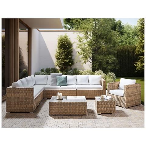 Salotto Da Giardino Rattan Marrone Chiaro 8 Posti Xxl - Foto 1