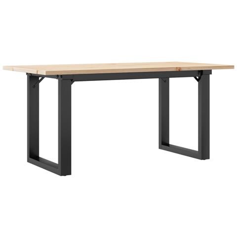 Tavolino Salotto Telaio A O 100x50x45cm Massello Pino E Ghisa - Foto 2