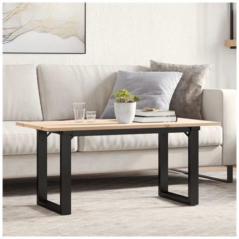 Tavolino Salotto Telaio A O 100x50x45cm Massello Pino E Ghisa - Foto 1