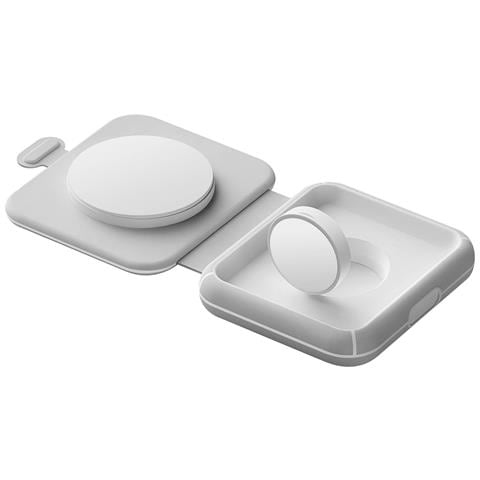 Caricabatterie Da Viaggio Wireless Pieghevole Per Iphone E Apple Watch, Grigio - Foto 1