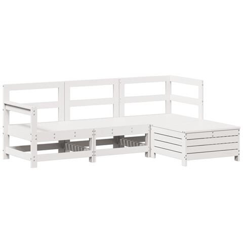Set Salotto da Giardino 4 pz Bianco in Legno Massello di Pino - Foto 1
