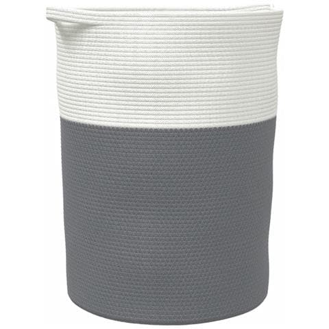 Cestino Portaoggetti Grigio E Bianco 49x65 Cm In Cotone - Foto 2