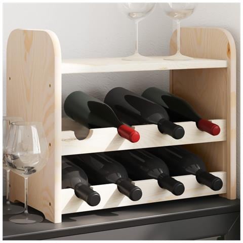 Portavini Con Pannello Superiore 43x25x37cm Legno Massello Pino - Foto 1