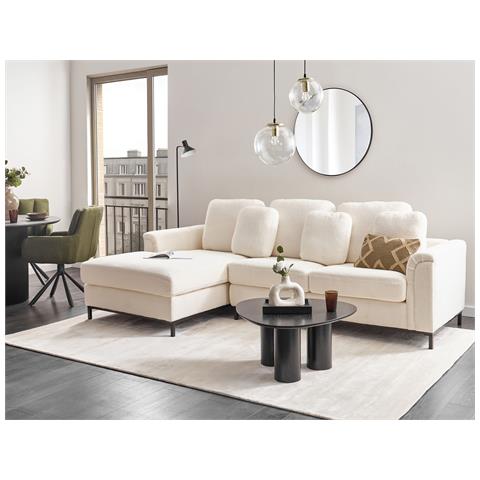 Divano Angolare 4 Posti Oslo Bouclé Bianco Lato Destro - Foto 1