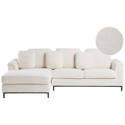 Divano Angolare 4 Posti Oslo Bouclé Bianco Lato Destro - Foto 2