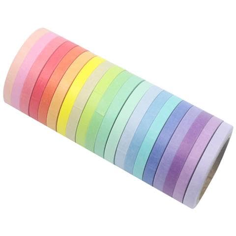 Set Di 20 Rotoli Di Nastro Adesivo Washi Colorato Decorativo  5 Mm - Foto 1