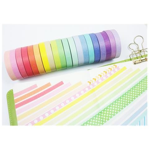 Set Di 20 Rotoli Di Nastro Adesivo Washi Colorato Decorativo  5 Mm - Foto 2