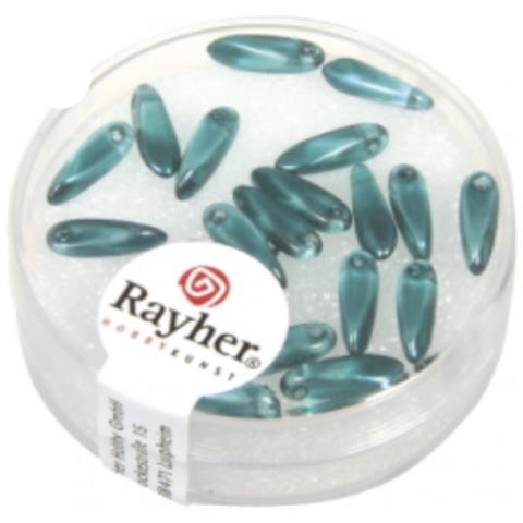 Rayher - 22 Pezzi - Perle In Vetro Chicco Di Riso 3x11mm - Colore Turchese - Foto 1