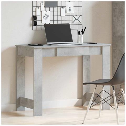 Scrivania Grigio Cemento 100x45x75 Cm In Legno Multistrato - Foto 3
