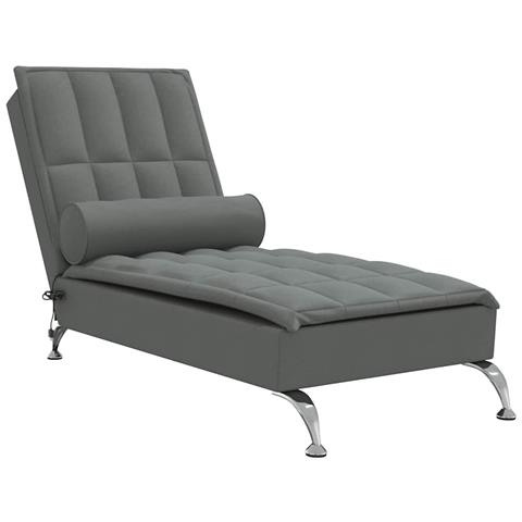 Chaise Longue Massaggi Con Capezzale Grigio Scuro In Tessuto - Foto 2