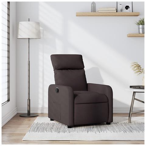 Poltrona Reclinabile Marrone Scuro In Tessuto - Foto 8