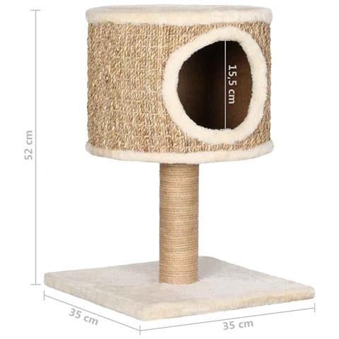 Lusso Casadino -  Albero Per Gatti Con Casetta E Palo Tiragraffi 52 Cm In Giunco - Foto 7