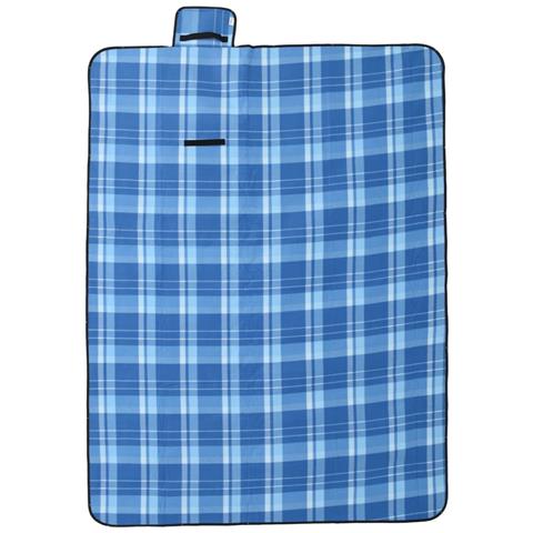 Tovaglia da Picnic Pieghevole A Quadri Blu 200x150 cm Velluto - Foto 1