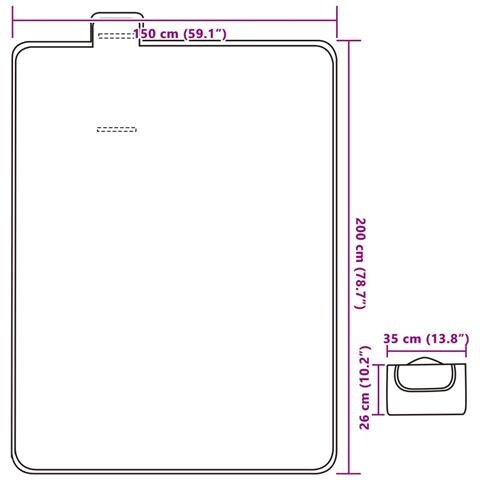 Tovaglia da Picnic Pieghevole A Quadri Blu 200x150 cm Velluto - Foto 6