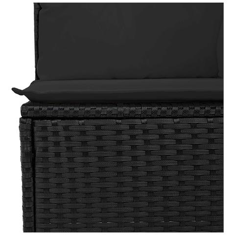 Set Divano Giardino da 9 Pezzi con Cuscini Nero Polyrattan Acacia, Set da Pranzo Giardino da 4 Pezzi con Cuscini Nero Polyrattan Acacia - Foto 2