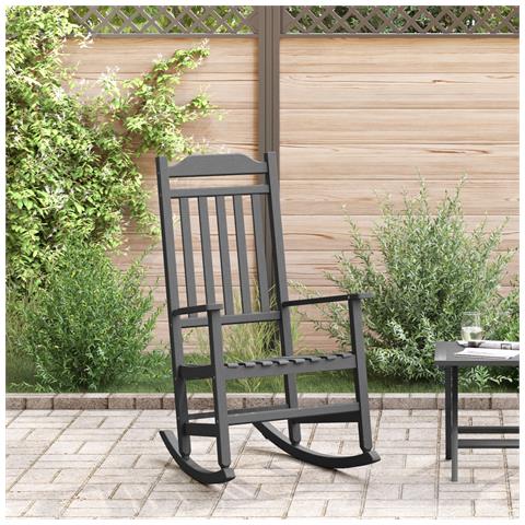 Sedia a dondolo da giardino Nera 65x84x114 cm HDPE - Foto 2