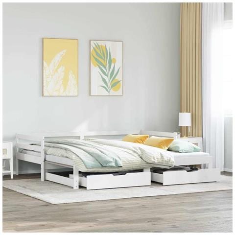 Letto Estraibile con Cassetti senza Materasso Bianco 90x190 cm - Foto 2