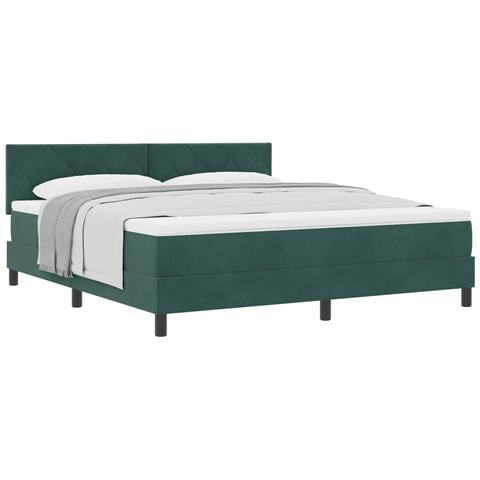 Rete a molle con materasso Verde Scuro Super King in Velluto - Foto 1