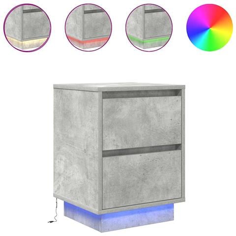 Comodino con Luci LED Grigio Cemento 38x34x50 cm - Foto 1