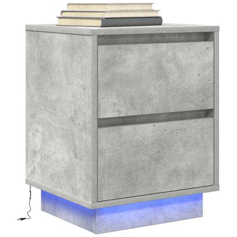 Comodino con Luci LED Grigio Cemento 38x34x50 cm - Foto 2