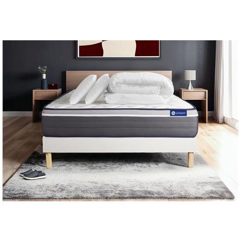 Pacchetto Letto Completo - Materasso 140x190cm + Box Spring Con Doghe (in Kit) + 2 Cuscini + Piumino - Actilatex Plus - Foto 1