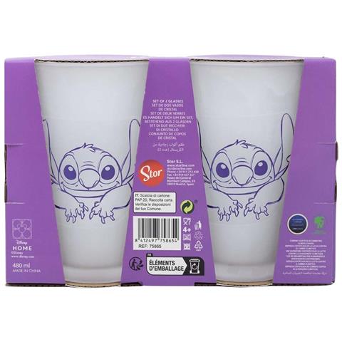 Set 2 Vetazza 490ml Stitch Con Decorazione Smerigliata In Confezione Regalo, Trasparente - Foto 5