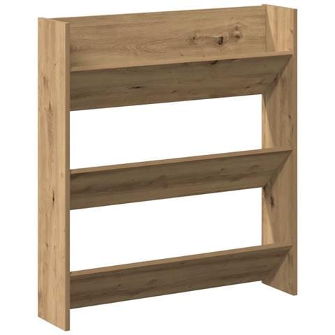 Scarpiera a Muro Rovere Artigianale 80x18x90 cm in Truciolato - Foto 1