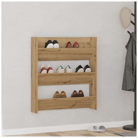 Scarpiera a Muro Rovere Artigianale 80x18x90 cm in Truciolato - Foto 2