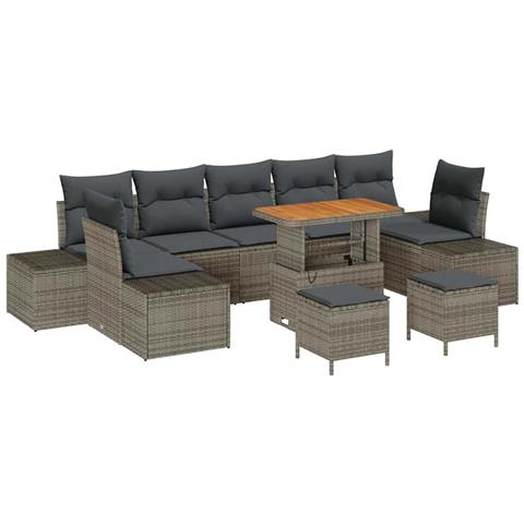 Set Divano da Giardino 10 pcs Grigio chiaro e grigio scuro - Foto 1