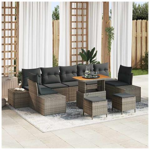 Set Divano da Giardino 10 pcs Grigio chiaro e grigio scuro - Foto 2