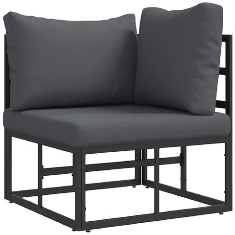 Mobili da Esterno con cuscino con cuscino 3 pcs Nero Alluminio - Foto 9